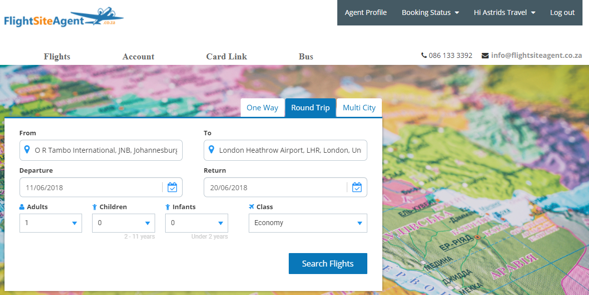 The FlightSiteAgent booking engine.