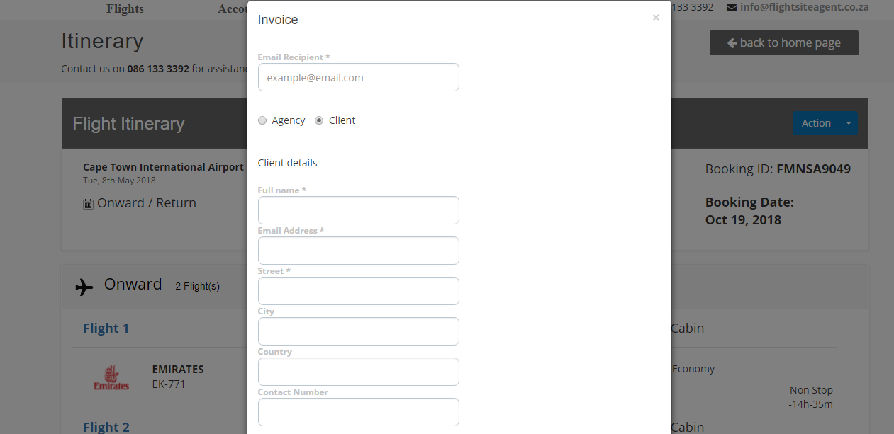 Client Invoice form